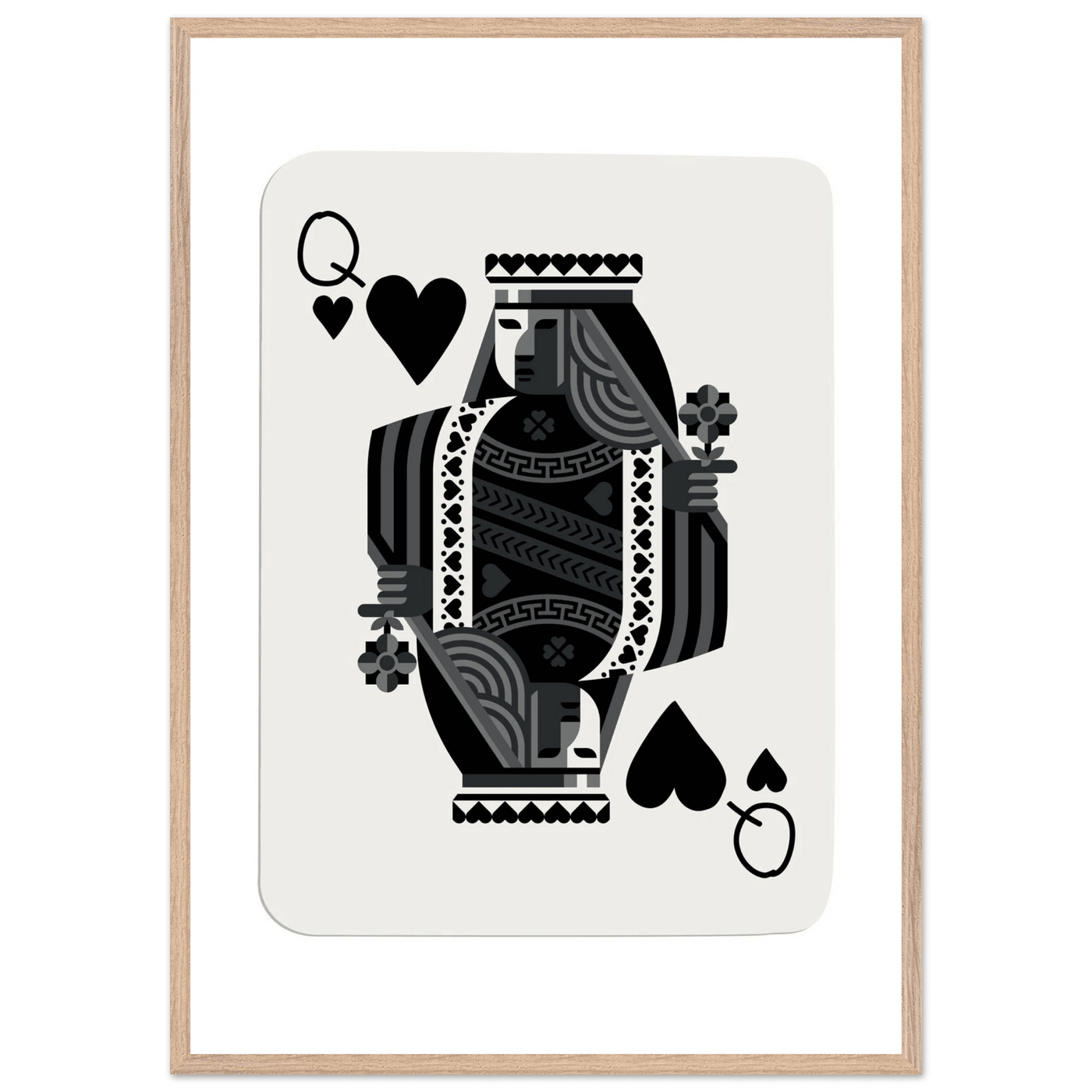 Queen of Spades Poker Card Print - Elegant Black & White Mounted Framed Poster Art, Eco-Friendly Wood Frame - Vibrantwalls