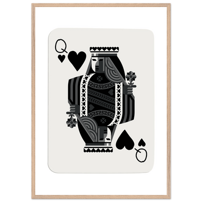 Queen of Spades Poker Card Print - Elegant Black & White Mounted Framed Poster Art, Eco-Friendly Wood Frame - Vibrantwalls