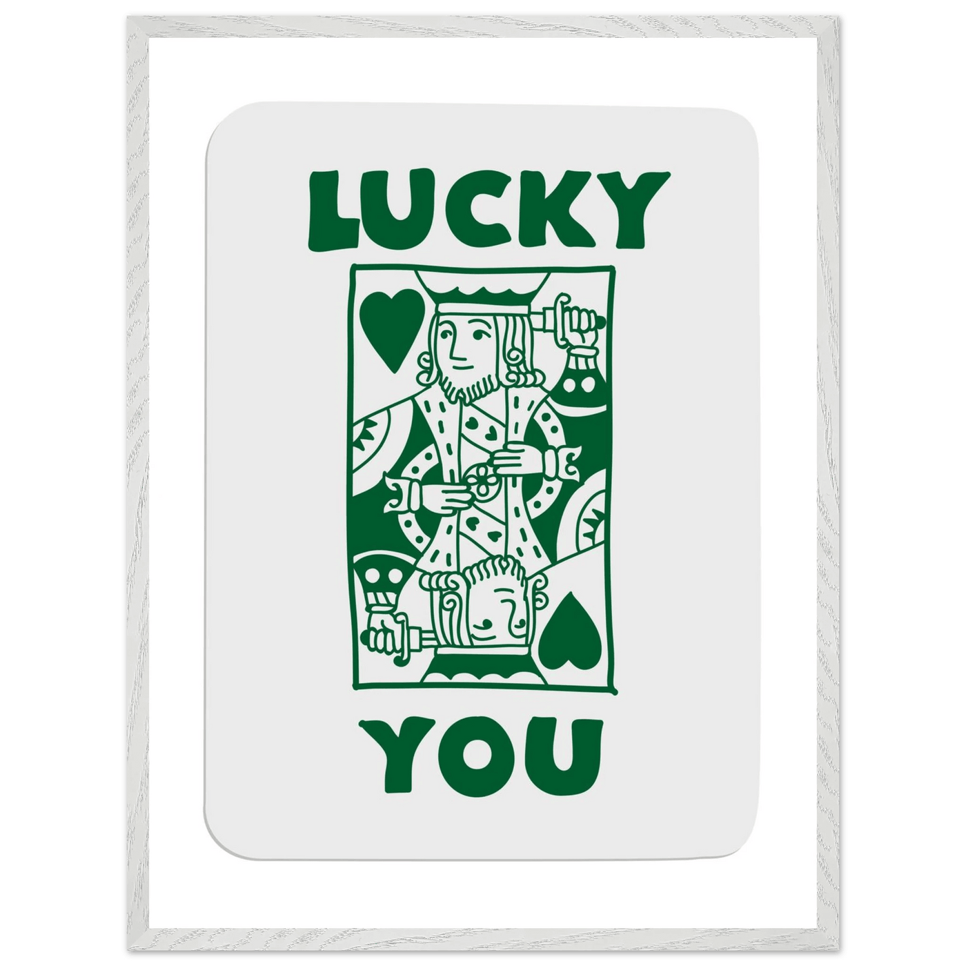 Lucky You Poker King of Hearts Print - Mounted Eco-Friendly Framed Poster Art in Dark Green - Vibrantwalls