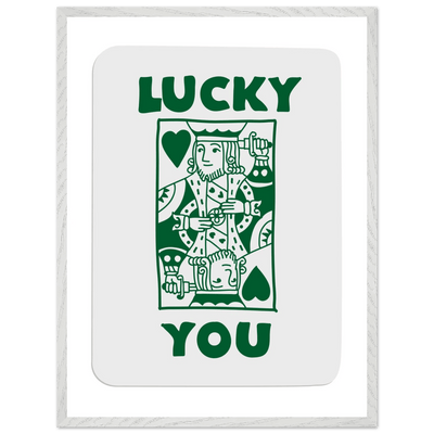 Lucky You Poker King of Hearts Print - Mounted Eco-Friendly Framed Poster Art in Dark Green - Vibrantwalls