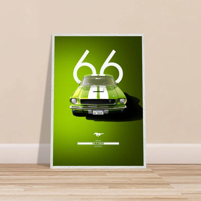 1966 Shelby GT350 Fastback Poster - Iconic Green & White Racing Stripes | Premium Framed Art, Ready-to-Hang - Vibrantwalls