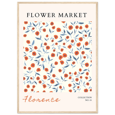 Florence Flower Market Art Print – Vibrant Orange Poppies & Blue Leaves | Framed & Ready-to-Hang Wall Art - Vibrantwalls