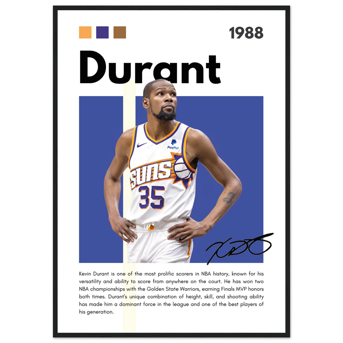 Kevin Durant Slim Reaper Suns Framed Poster A1 (59.4 x 84.1 cm) Black frame Vibrantwalls