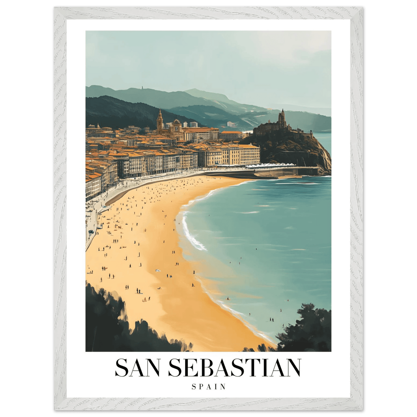San Sebastian Spain Framed Poster – Vintage Coastal Travel Wall Art with Wooden Frame - Vibrantwalls