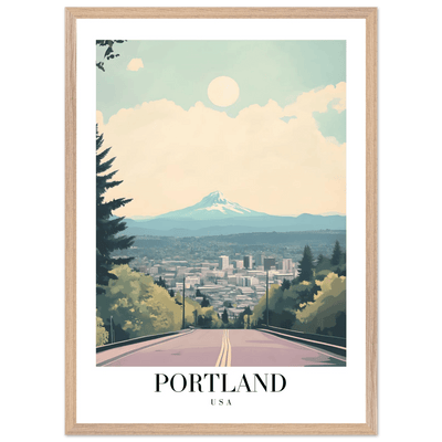 Portland Oregon Framed Poster – Mid-Century Modern Travel Art with Your Choice of Frame - Vibrantwalls