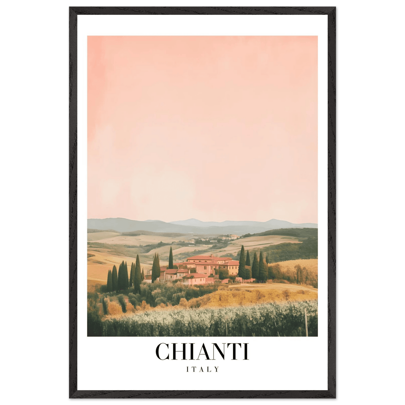 Chianti, Italy Framed Poster – Vintage Tuscan Countryside Wall Art with Customizable Wooden Frame - Vibrantwalls