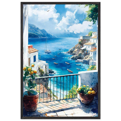 Mediterranean Balcony View Coastal Village Azure - Vibrantwalls