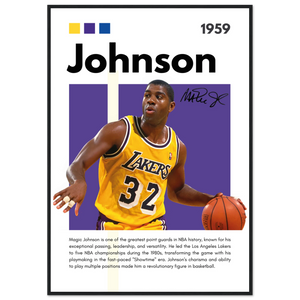 Magic Johnson Showtime Lakers Vintage Art Print 70x100 cm 28x40″ Black frame Vibrantwalls
