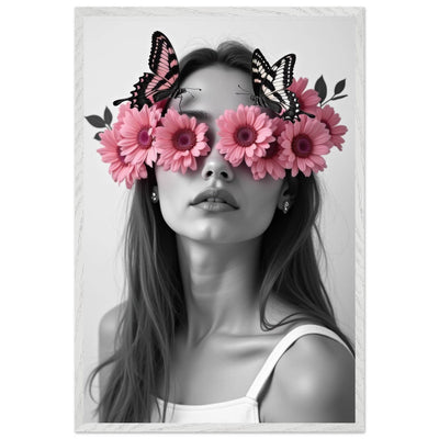 Woman With Flowers Decor - Elegant Floral Art for Home Decor - Vibrantwalls