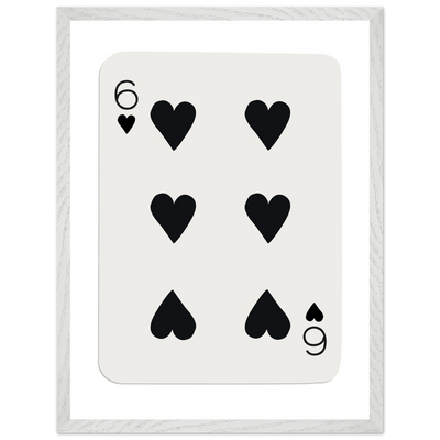 Six of Hearts Poker Card Print - Mounted Framed Poster Art, Eco-Friendly Wood Frame in Your Choice of Frame & Size - Vibrantwalls