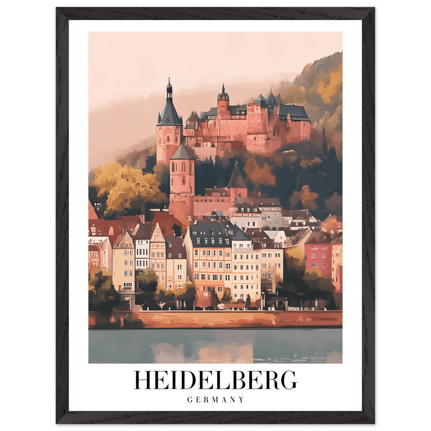 Heidelberg Germany Framed Poster – Vintage Travel Wall Art in Warm Autumn Hues - Vibrantwalls