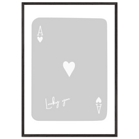 Lucky You Ace of Hearts Poker Card Art Print - Minimalist Framed Poster, Eco-Friendly Wood Frame - Vibrantwalls