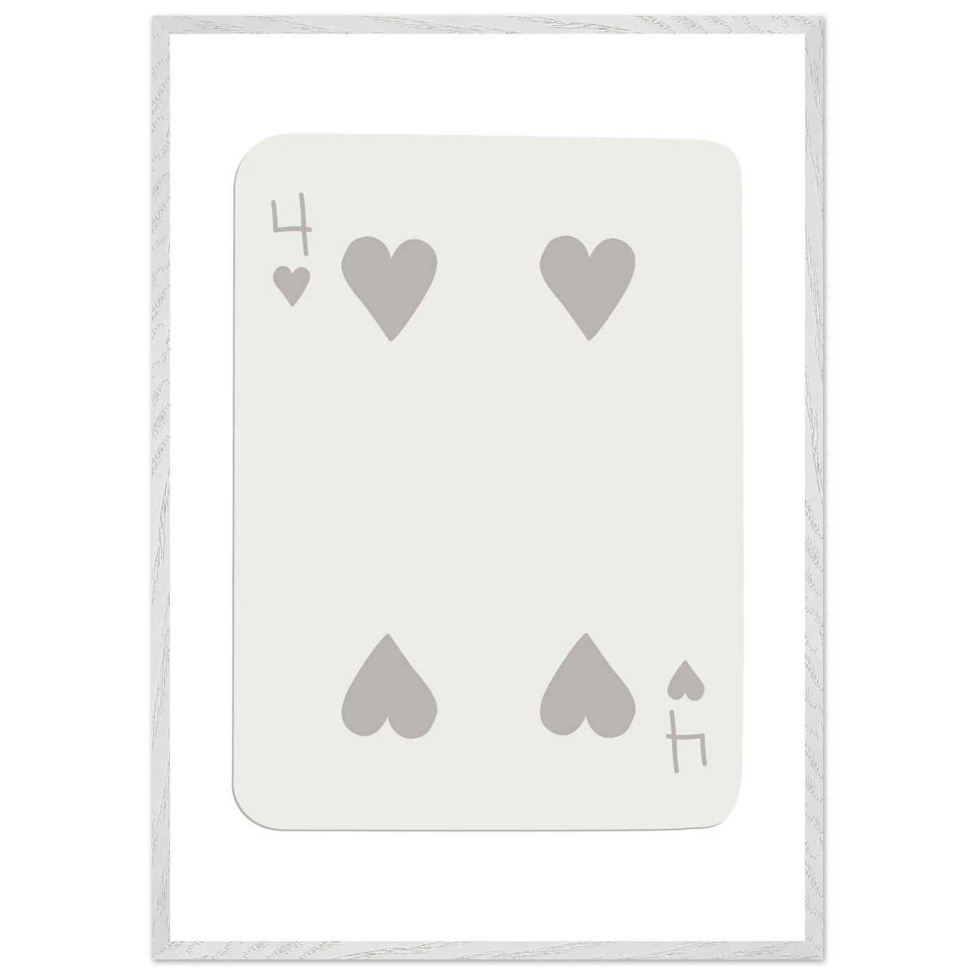 Four of Hearts Poker Card Print - Minimalist Mounted Framed Poster Art, Eco-Friendly Wood Frame - Vibrantwalls