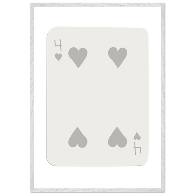 Four of Hearts Poker Card Print - Minimalist Mounted Framed Poster Art, Eco-Friendly Wood Frame - Vibrantwalls