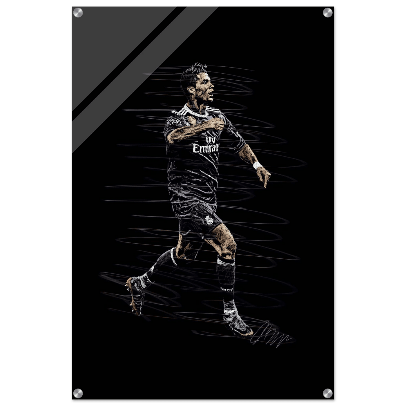 Cristiano Ronaldo Abstract Art Acrylic Print – Dynamic, Glossy, Modern Wall Decor in Various Sizes - Vibrantwalls
