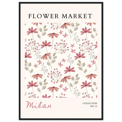 Milan Flower Market Framed Poster – Blush & Sage Floral Art Print | Ready-to-Hang Wall Decor - Vibrantwalls