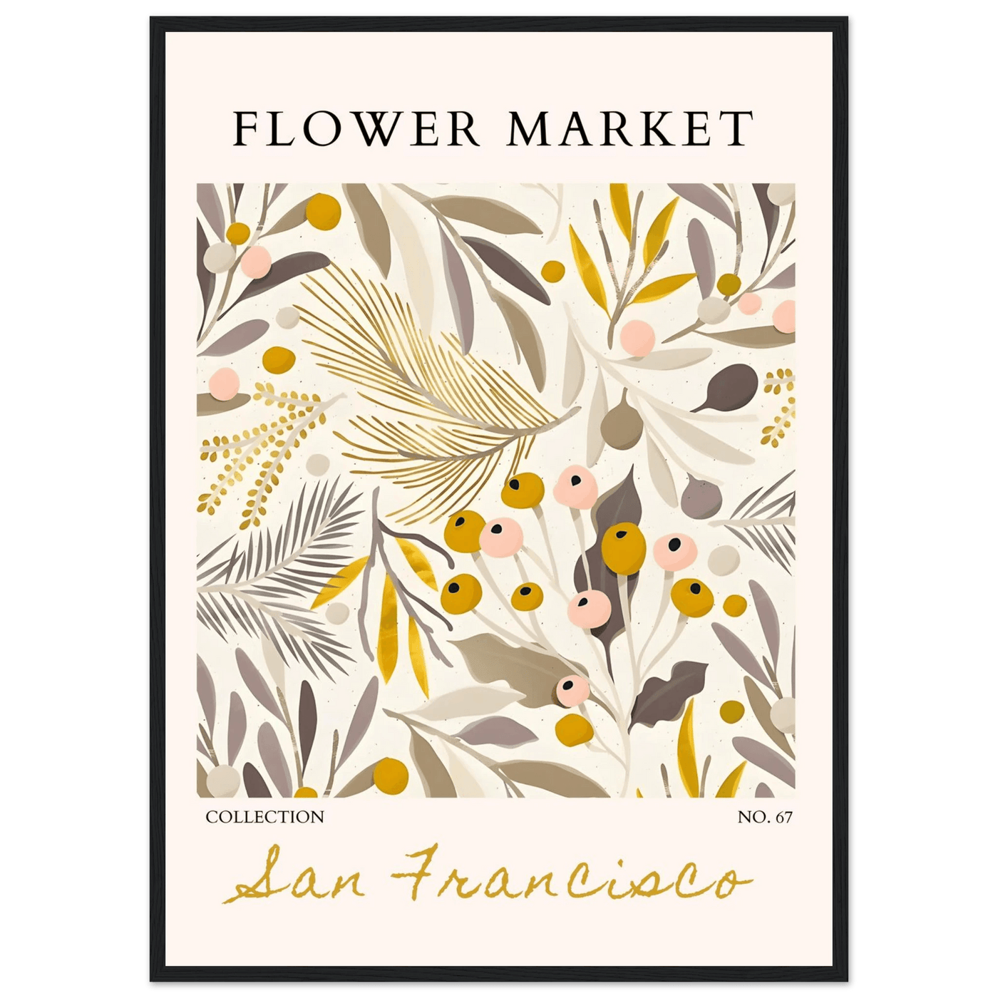 San Francisco Flower Market Collection Framed Poster – Botanical Golden Hues & Abstract Art Prints | Ready-to-Hang - Vibrantwalls