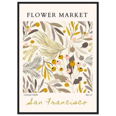 San Francisco Flower Market Collection Framed Poster – Botanical Golden Hues & Abstract Art Prints | Ready-to-Hang - Vibrantwalls