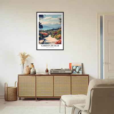 Christchurch New Zealand Framed Poster – Vintage Travel Wall Art with Wooden Frame - Vibrantwalls