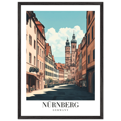 Nürnberg Germany Framed Poster – Vintage European Street Scene Wall Art with Wooden Frame - Vibrantwalls