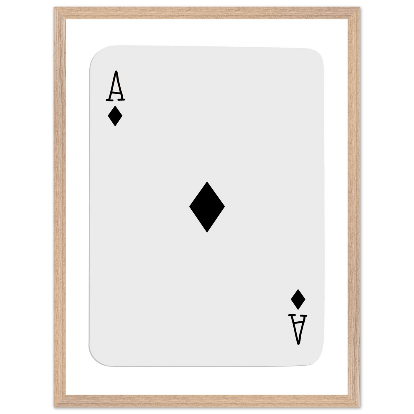 Minimalist Ace of Diamonds Poker Card Art Print - Framed Wall Decor with Eco-Friendly Wood Frame - Vibrantwalls