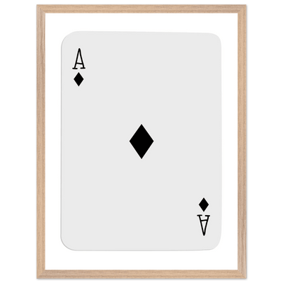 Minimalist Ace of Diamonds Poker Card Art Print - Framed Wall Decor with Eco-Friendly Wood Frame - Vibrantwalls