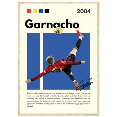 Alejandro Garnacho Manchester United Dynamic Football Poster A1 (59.4 x 84.1 cm) Wood frame Vibrantwalls