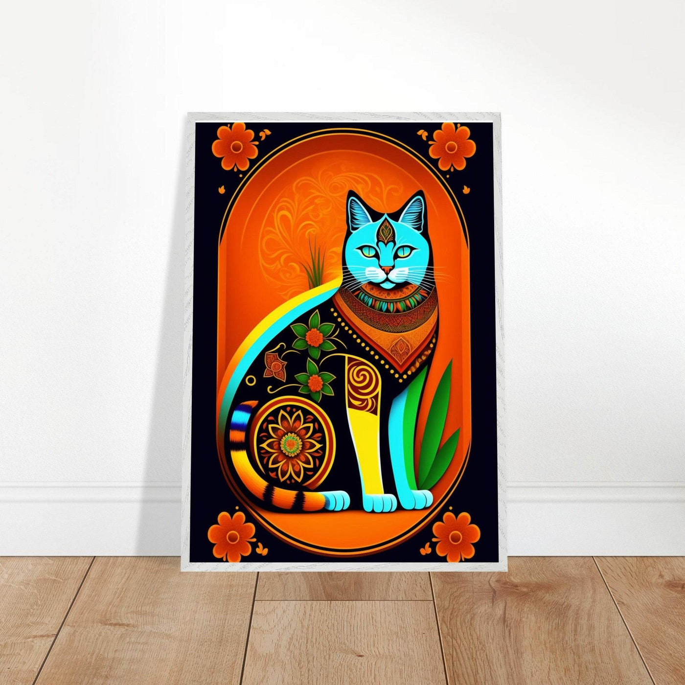 Boho Chic Cat Art - Vibrantwalls