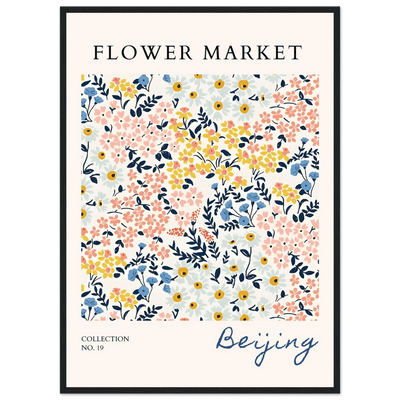 Flower Market Beijing Framed Poster – Whimsical Floral Art Print in Pastel Hues | Ready-to-Hang Wall Decor - Vibrantwalls