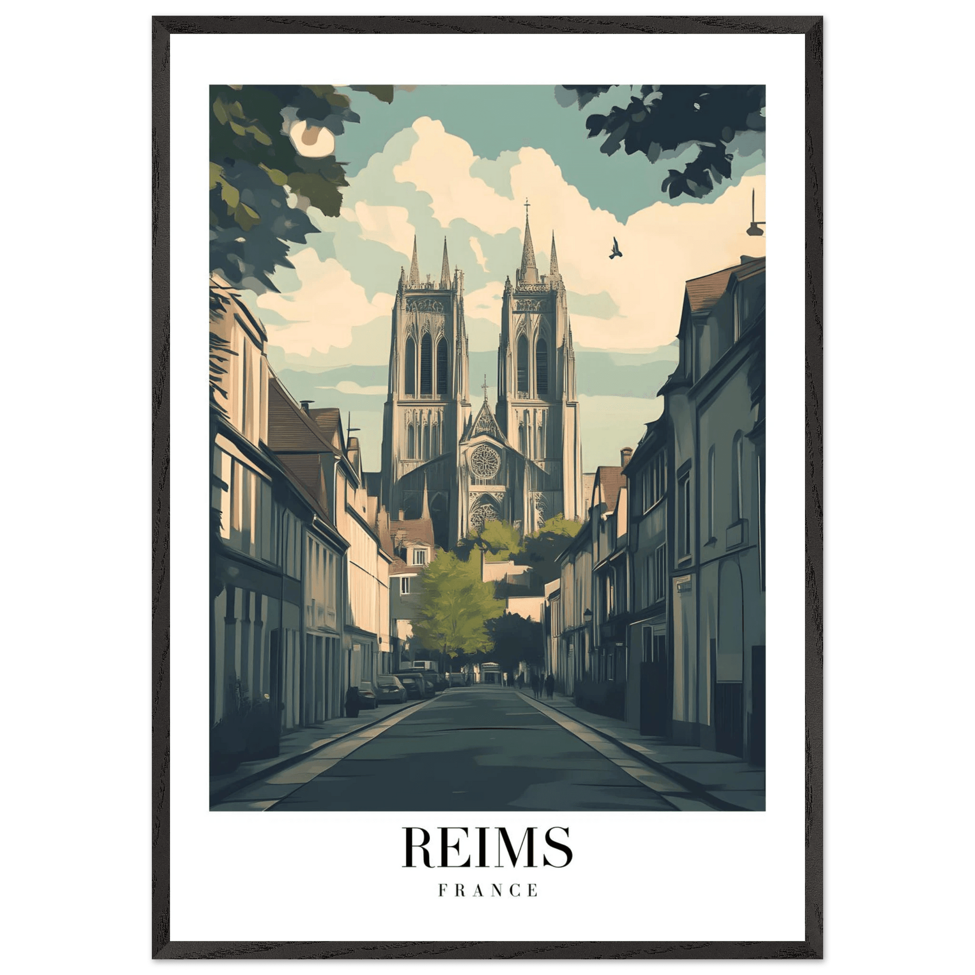 Reims France Cathedral Framed Poster – Vintage Cityscape Wall Art for Home or Office - Vibrantwalls