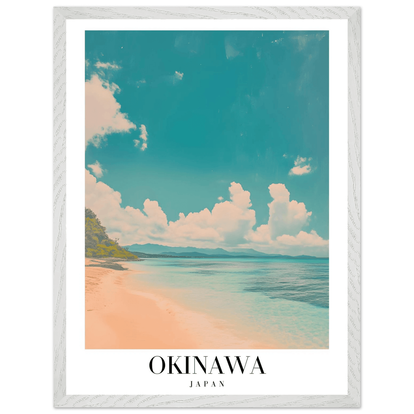 Okinawa Japan Framed Poster – Vintage Beach Travel Wall Art with Wooden Frame - Vibrantwalls
