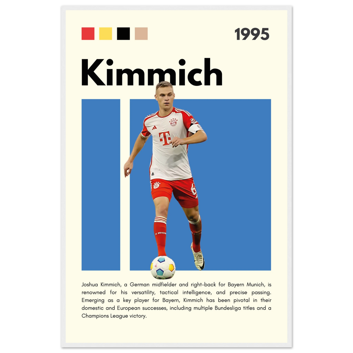Joshua Kimmich Bayern Munich Framed Football Poster 60x90 cm 24x36″ White frame Vibrantwalls