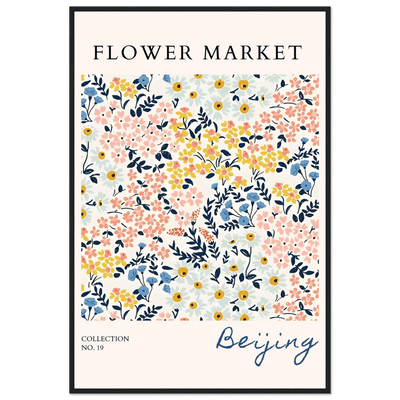 Flower Market Beijing Framed Poster – Whimsical Floral Art Print in Pastel Hues | Ready-to-Hang Wall Decor - Vibrantwalls