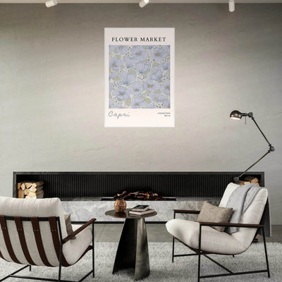 Capri Flower Market Framed Poster – Serene Floral Art Print in Cool Tones | Ready-to-Hang Wall Decor - Vibrantwalls