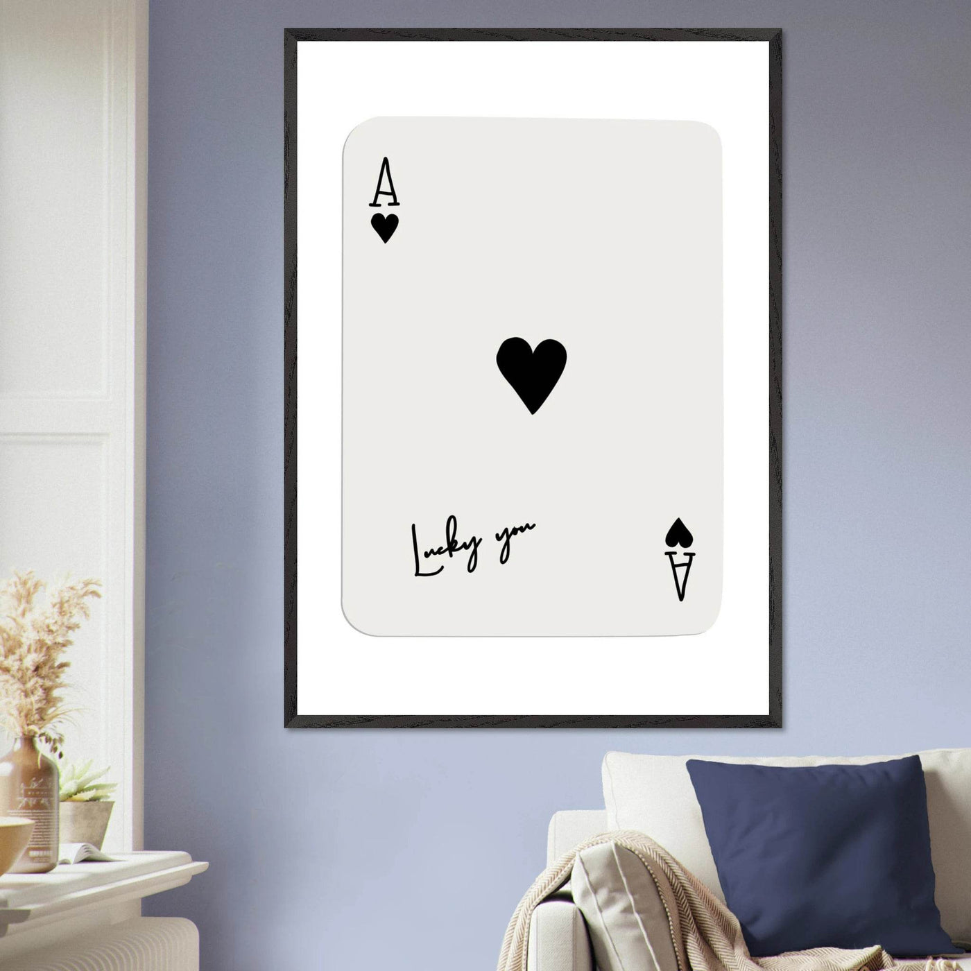 Lucky Ace of Hearts Framed Poster Art - Playful Poker Card Print in Eco-Friendly Wood Frame - Vibrantwalls