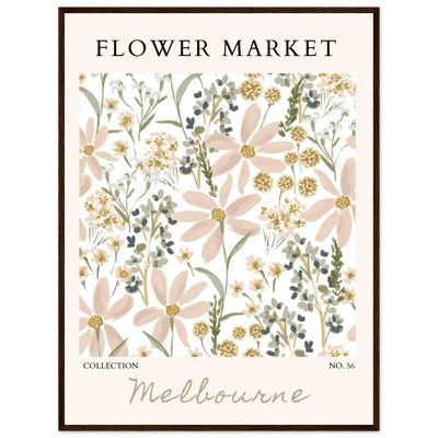Flower Market Melbourne Framed Poster – Blush Floral & Sage Green Art Print | Ready-to-Hang Wall Decor - Vibrantwalls