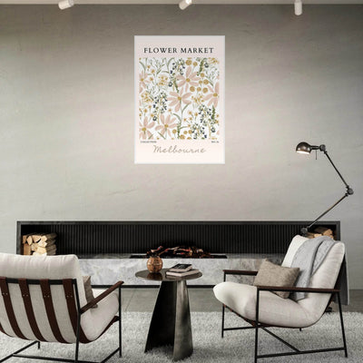 Flower Market Melbourne Framed Poster – Blush Floral & Sage Green Art Print | Ready-to-Hang Wall Decor - Vibrantwalls