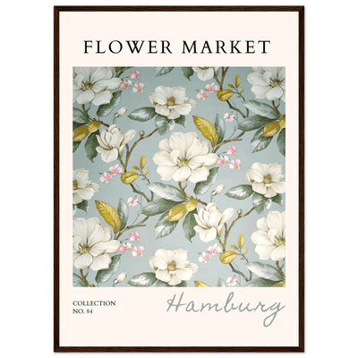 Hamburg 'Flower Market' Framed Poster – Elegant Magnolia & Cherry Blossom Art Print | Ready-to-Hang - Vibrantwalls
