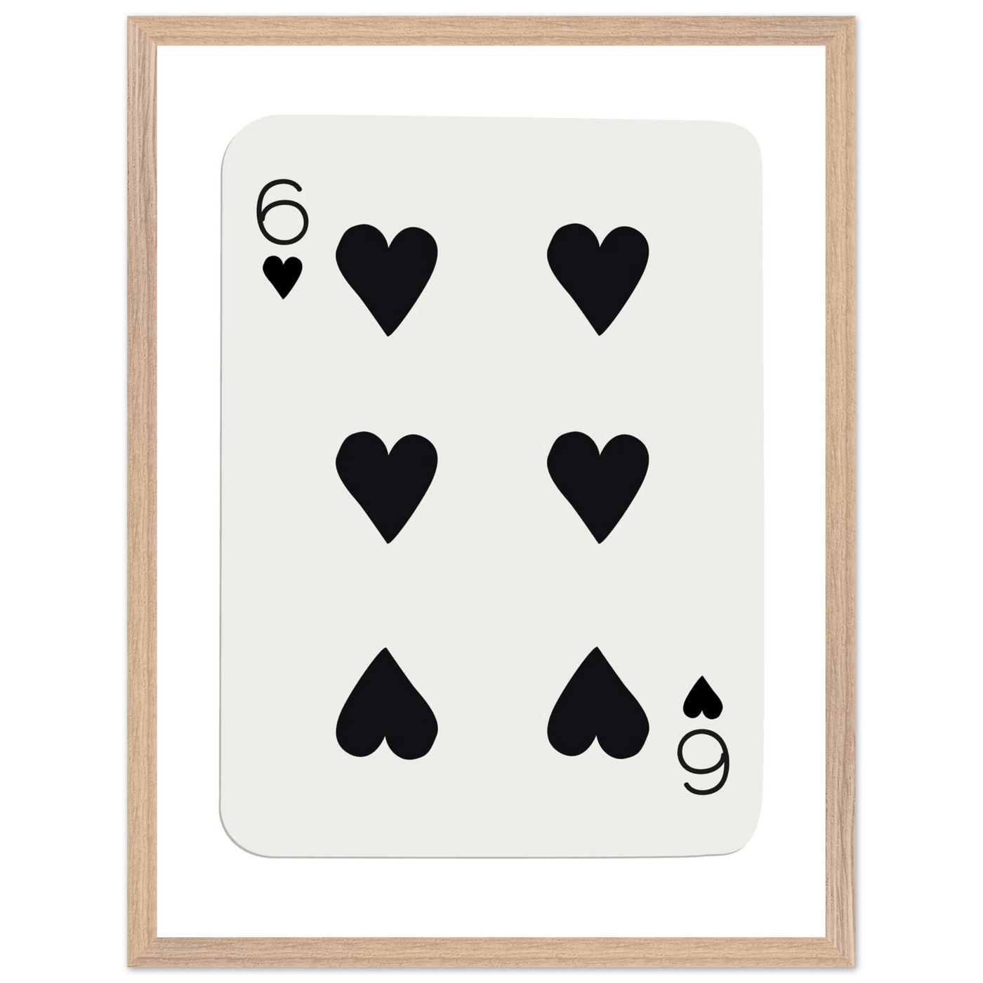 Six of Hearts Poker Card Print - Mounted Framed Poster Art, Eco-Friendly Wood Frame in Your Choice of Frame & Size - Vibrantwalls
