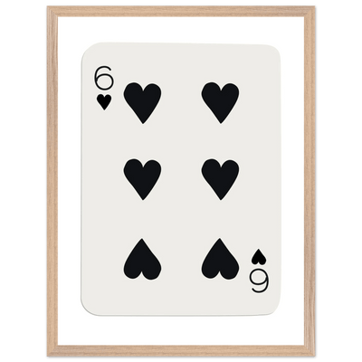 Six of Hearts Poker Card Print - Mounted Framed Poster Art, Eco-Friendly Wood Frame in Your Choice of Frame & Size - Vibrantwalls