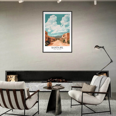 Santa Fe New Mexico Framed Poster – Vintage Southwest Wall Art with Wooden Frame - Vibrantwalls