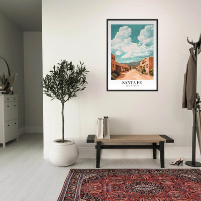 Santa Fe New Mexico Framed Poster – Vintage Southwest Wall Art with Wooden Frame - Vibrantwalls