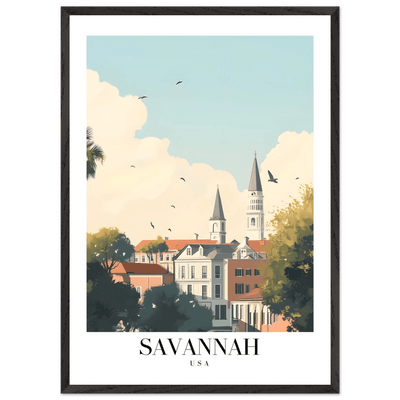 Savannah USA Framed Poster – Charming Cityscape Wall Art with Wooden Frame - Vibrantwalls