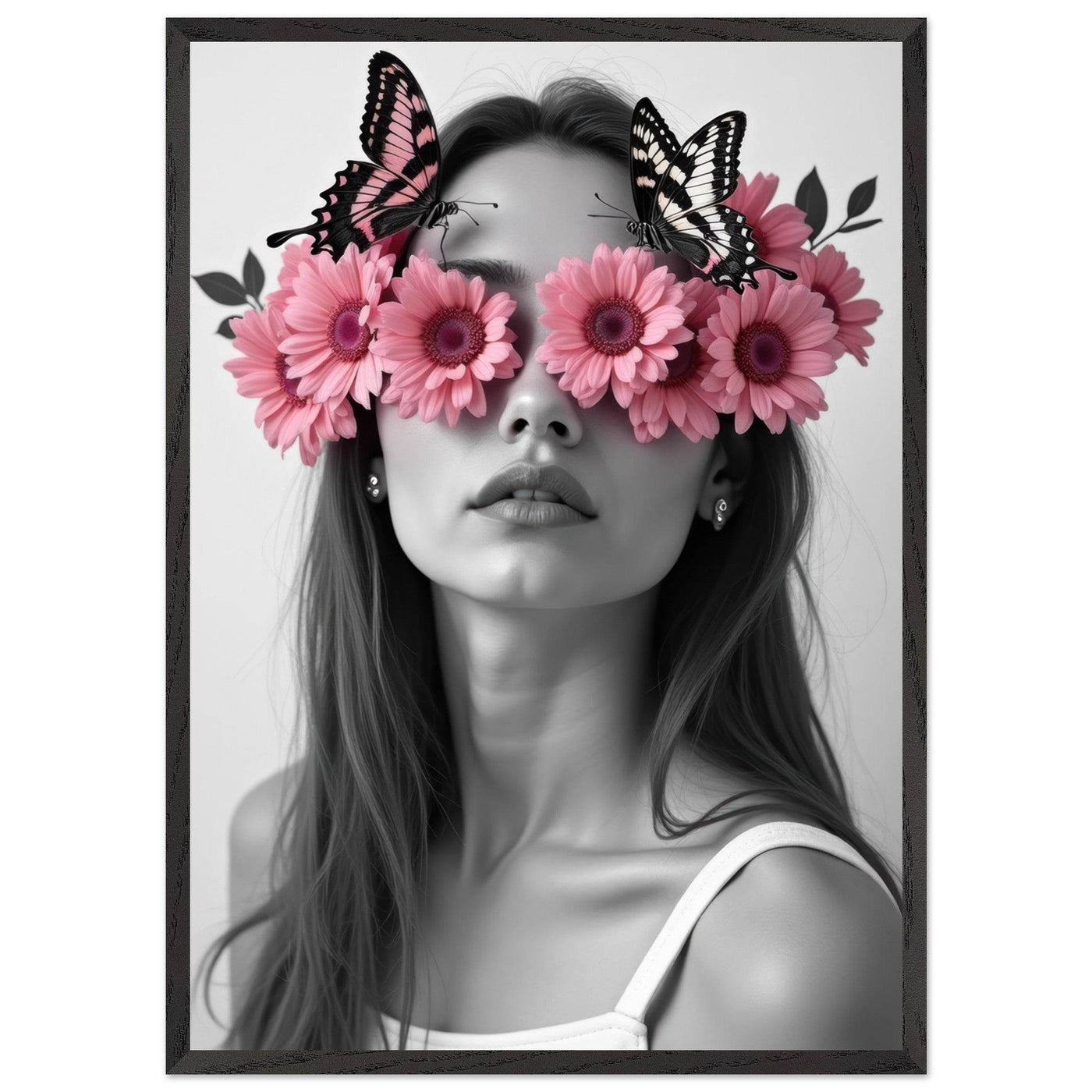 Woman With Flowers Decor - Elegant Floral Art for Home Decor - Vibrantwalls
