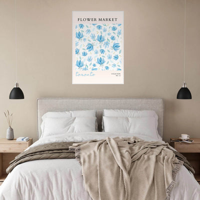 Toronto Flower Market Wall Art – Delicate Blue Floral & Gold Dot Prints | Framed & Ready-to-Hang - Vibrantwalls