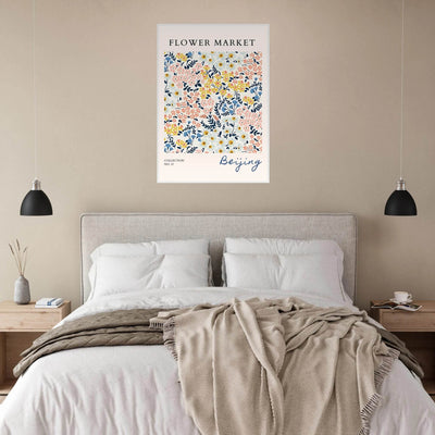 Flower Market Beijing Framed Poster – Whimsical Floral Art Print in Pastel Hues | Ready-to-Hang Wall Decor - Vibrantwalls