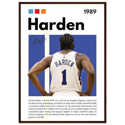 James Harden The Beard Clippers Framed Poster 50x70 cm 20x28″ Dark wood frame Vibrantwalls
