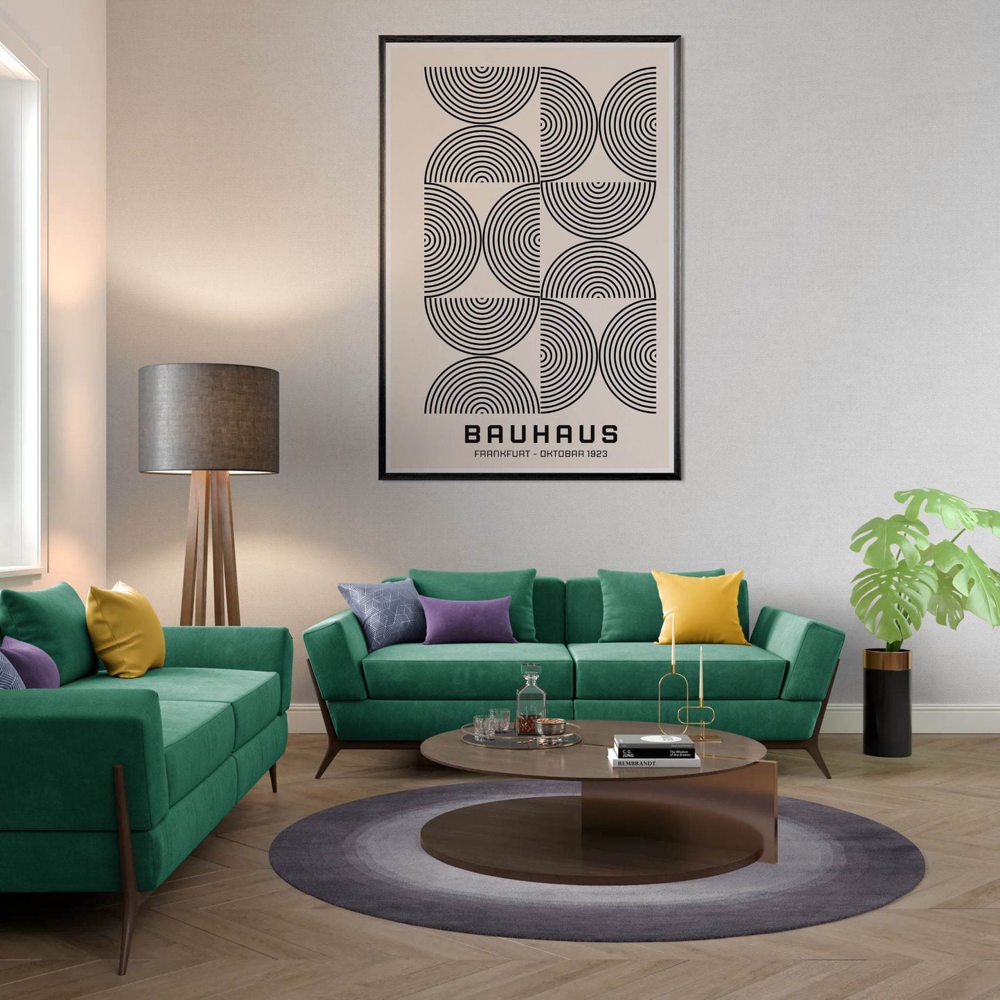 Bauhaus Black Beige Movement Style Design Poster Wall Art - Vibrantwalls