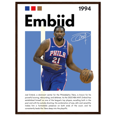 Joel Embiid The Process 76ers Framed Poster 45x60 cm 18x24″ Dark wood frame Vibrantwalls