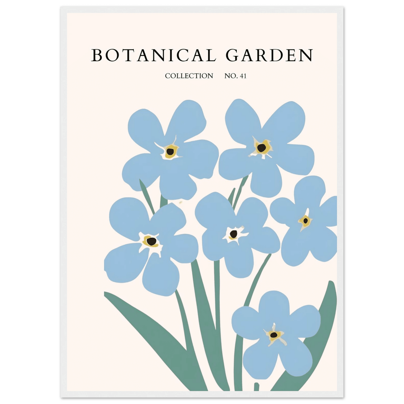 Botanical Garden Forget-Me-Nots Framed Poster - Soft Blue Floral Art Print | Ready-to-Hang Wall Decor - Vibrantwalls
